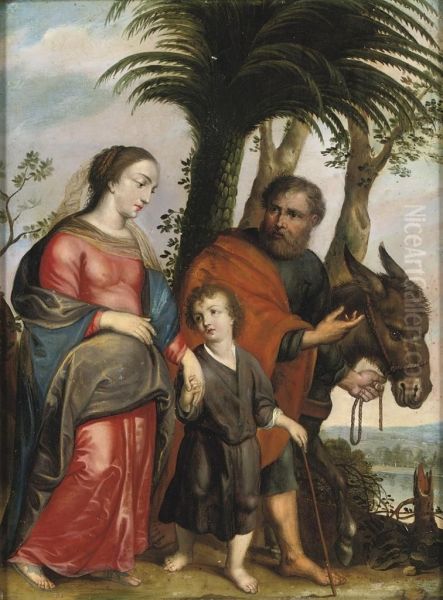 The Flight Into Egypt Oil Painting by Carlo Saraceni