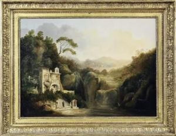 Paysage D'italie Au Monastere Et Aux Ruines Oil Painting by Louise-Josephine Sarazin de Belmont