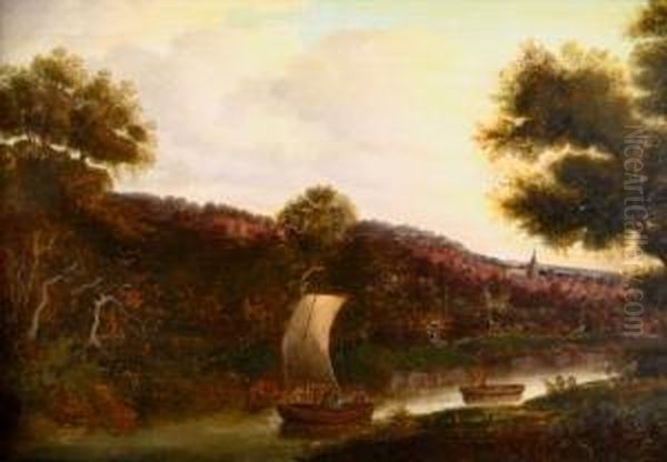 River Landscape Oil Painting by Louise-Josephine Sarazin de Belmont