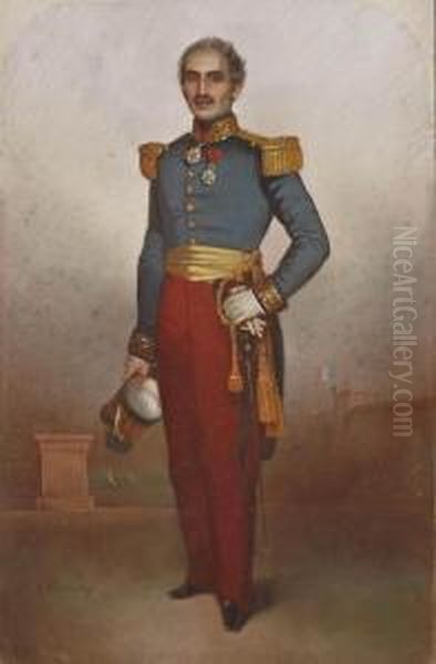 Portrait D'un Officier En Pied Oil Painting by Honore Charles Sardou