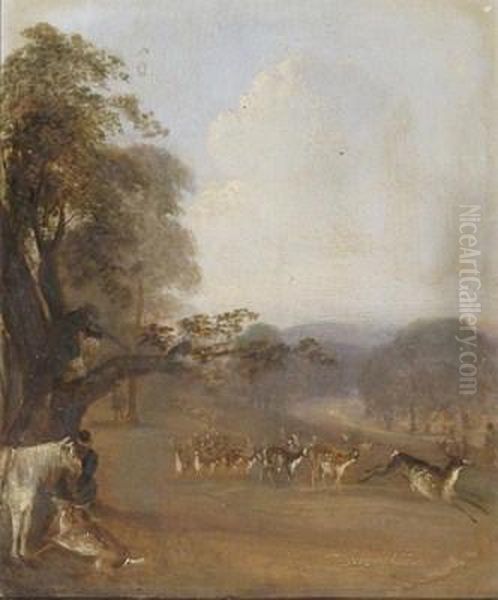 Deer In A Park Oil Painting by H Sargeant