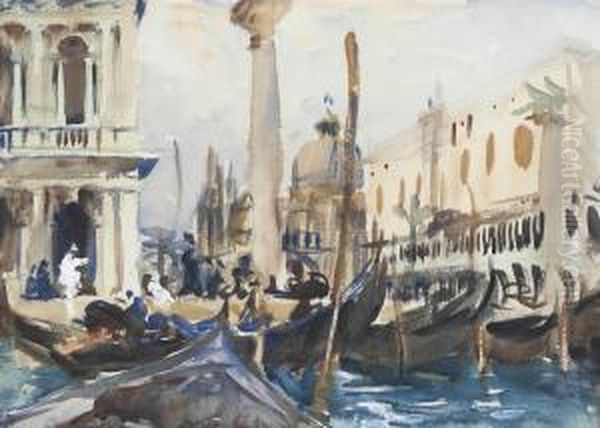 The Piazzetta With Gondolas Oil Painting by John Singer Sargent