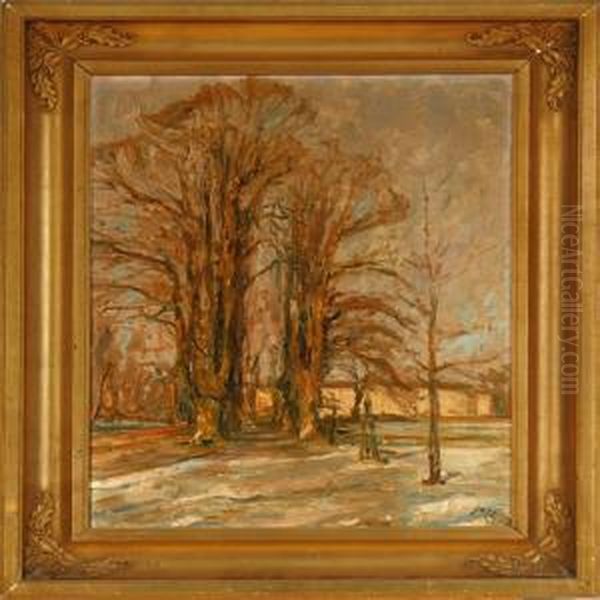 Autumn Scenery Atfrederiksberg Palace, Denmark Oil Painting by Otto Sarp Sorensen