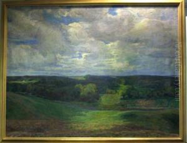 Sommarlandskap. Oil Painting by Otto Sarp Sorensen