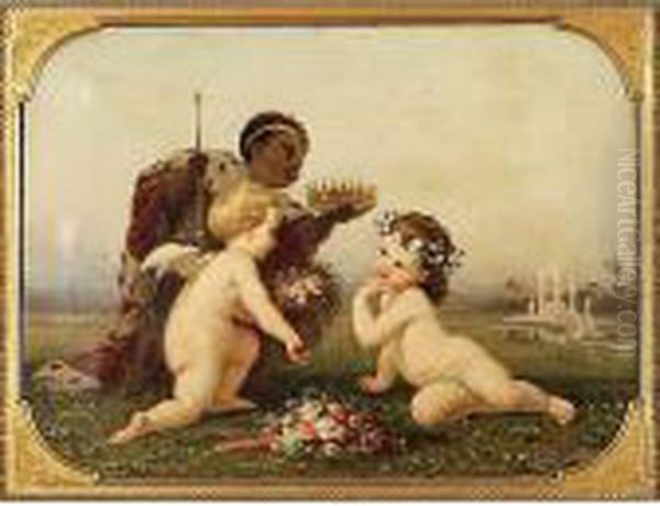 Giochi Tra Putti Oil Painting by Egisto Sarri