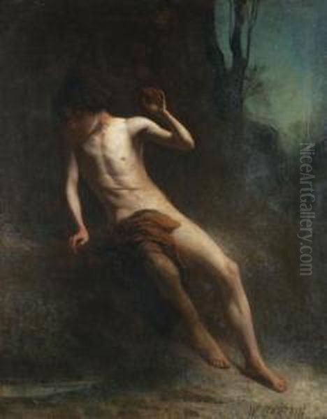 Narcissus Oil Painting by William Sartain