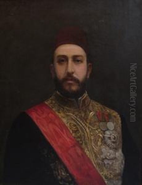 Portrait De Muhammad Tawfik Pasha, Khedive D'egypte Oil Painting by Giulia Sartoni