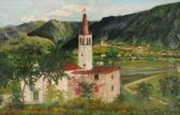 Fondovalle Con Scorcio Di Paesi Oil Painting by Francesco Sartorelli