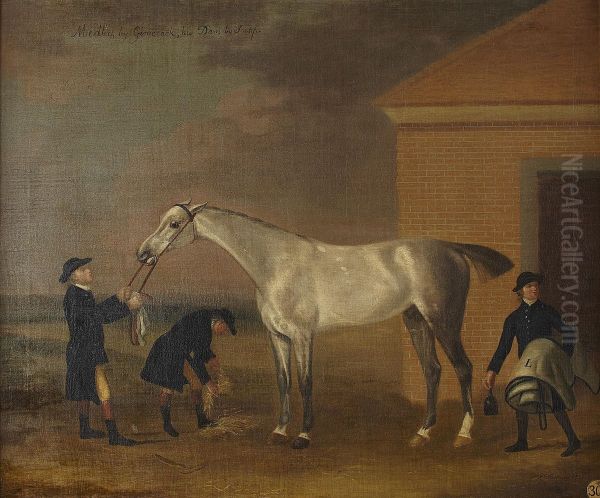 Medley By Gimcrack, His Dam By Snap And Grooms Outside A Stable Oil Painting by J. Francis Sartorius