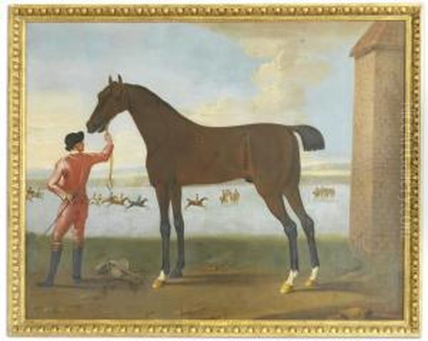 Mr. E. Coke's Hobgoblin Being Held By A Groom On Newmarket Heath Oil Painting by J. Francis Sartorius