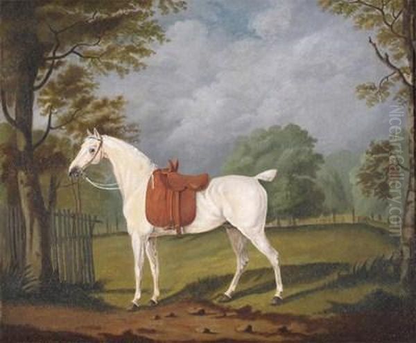 A Grey Hunter In A Landscape Oil Painting by John Sartorius