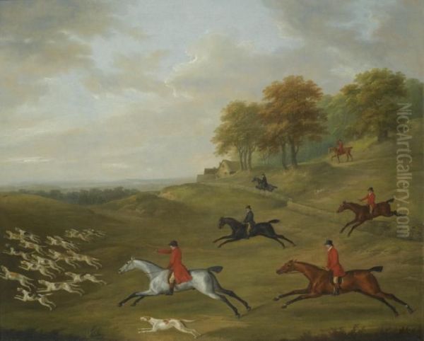 A Hunt In Full Cry Oil Painting by John Nost Sartorius