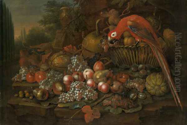 Still Life With Fish And A Parrot Oil Painting by William Sartorius