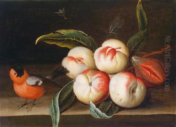 Ein Paar Stillleben Mit Fruchten Und Papageien Oil Painting by William Sartorius