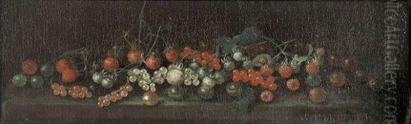 Nature Morte Aux Groseilles, Raisins Et Fruits Sur Entablement Oil Painting by William Sartorius