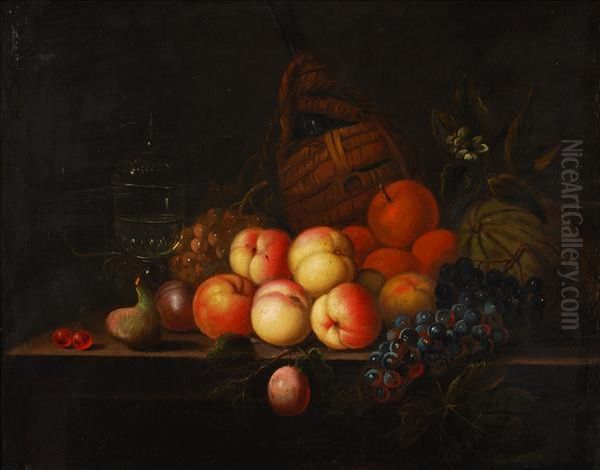 Still Life Of Fruit On A Ledge Oil Painting by William Sartorius