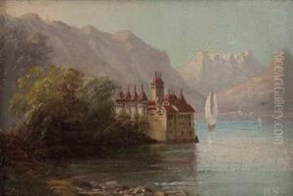 Schloss Chillon Bei Montreux Am Genfer See Oil Painting by Hubert Sattler