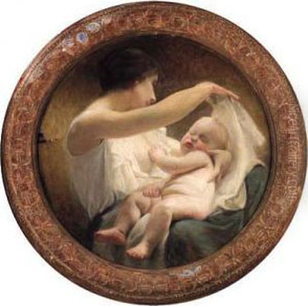 A Mother And Child Oil Painting by Daniel Leon Saubes