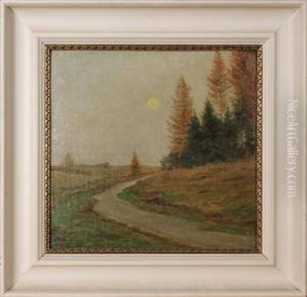 Abendstimmung Mit Vollmond Oil Painting by Curt Sauer