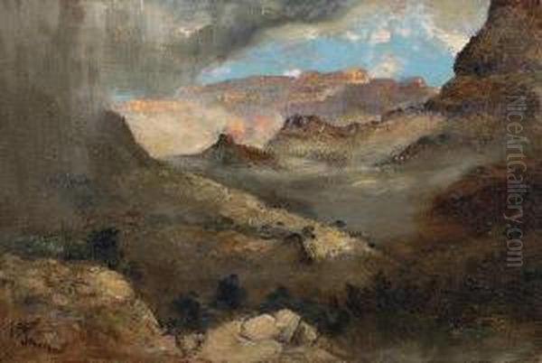 Storm Over The Grand Canyon Oil Painting by Frank Paul Sauerwein