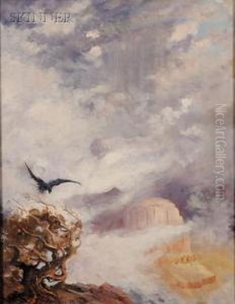 Bird In Flight Over The Grand Canyon/an Arizona Landscape Oil Painting by Frank Paul Sauerwein