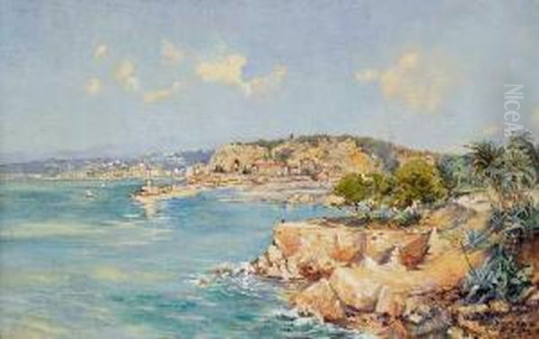 Kustenlandschaft Bei Nizza Oil Painting by Louis Saugy