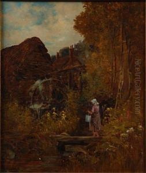 The Old Mill, Chagford Oil Painting by Charles L. Saunders