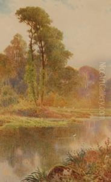 Tranquil River Scene Oil Painting by Charles L. Saunders