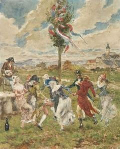 Danse Republicaine Autour De L'arbre De La Liberte Oil Painting by Noel Saunier