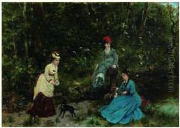 Reunion Dans Un Parc Oil Painting by Noel Saunier