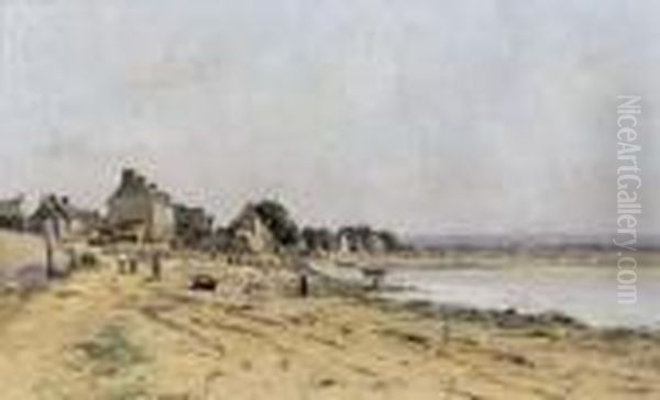 Plage Normande Oil Painting by Adrien Jacques Sauzay