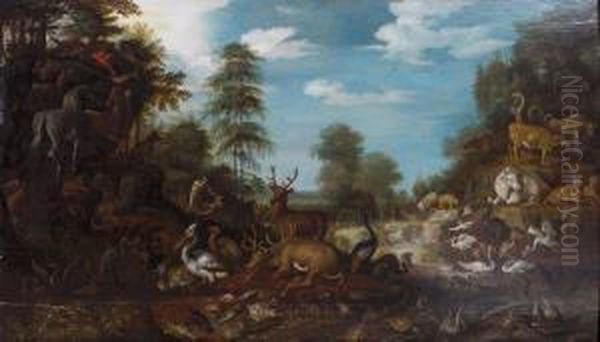 Cain Et Abel Dans Un Paysage Oil Painting by Hans Savery