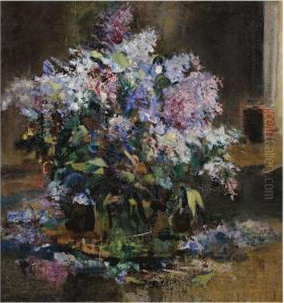 Lilacs Oil Painting by Alexander Ivanovitch Savinov