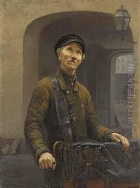 Portrait Of A Street Musician Oil Painting by Konstantin Apollonovich Savitskii