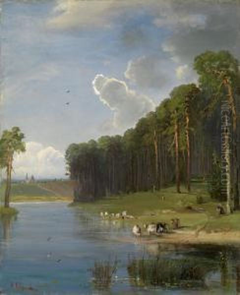 Pastoral Scene Oil Painting by Alexei Kondratyevich Savrasov