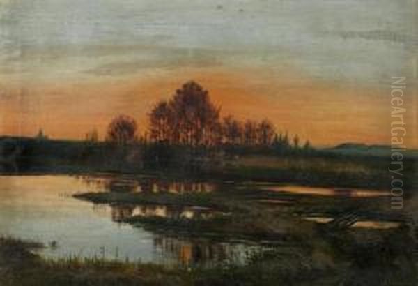 Seelandschaft Im Abendrot. Oil Painting by Alexei Kondratyevich Savrasov