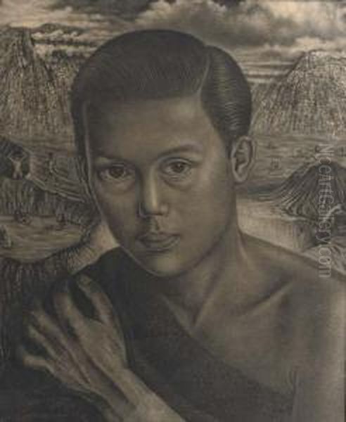 Portrait Of An Indonesian Boy Oil Painting by Charles, Charley Sayers