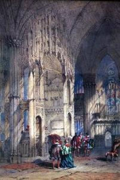 The Tomb And Chapel Of Cardinal Beaufort, Winchester Cathedral Presbytry Oil Painting by Thomas Scandrett