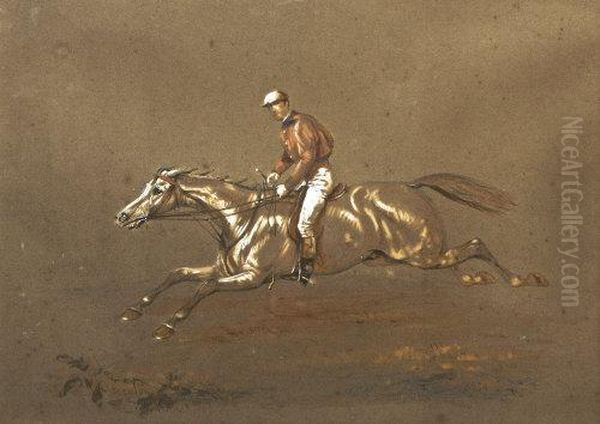 Racing Scene Oil Painting by Robert Richard Scanlan