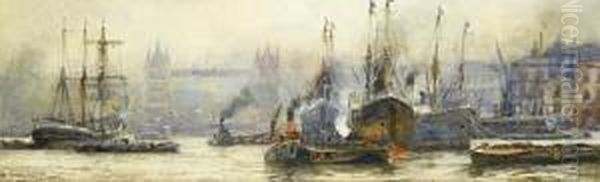 The Tower Bridge London Oil Painting by William Harrison Scarborough