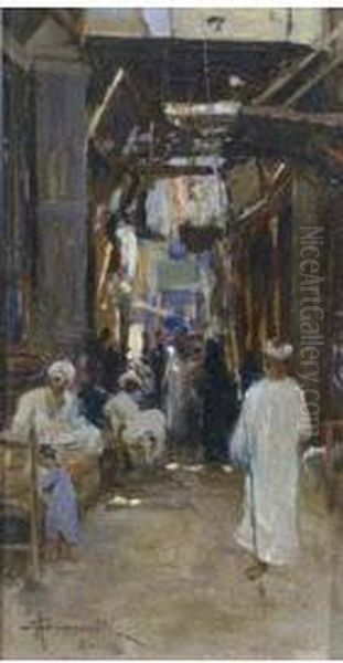 Cairo Oil Painting by Adolfo Scarselli