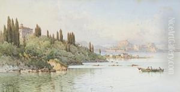 View Of The Citadel, Corfu Oil Painting by Spyridon Scarvelli