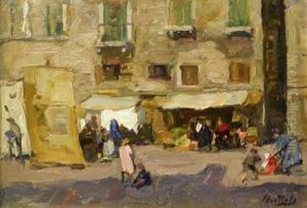 Mercato Oil Painting by Ferruccio Scattola