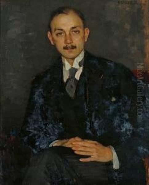 Portrait Des Enrico Montel, Gatte Der Luisa Montel Oil Painting by Hans Schachinger