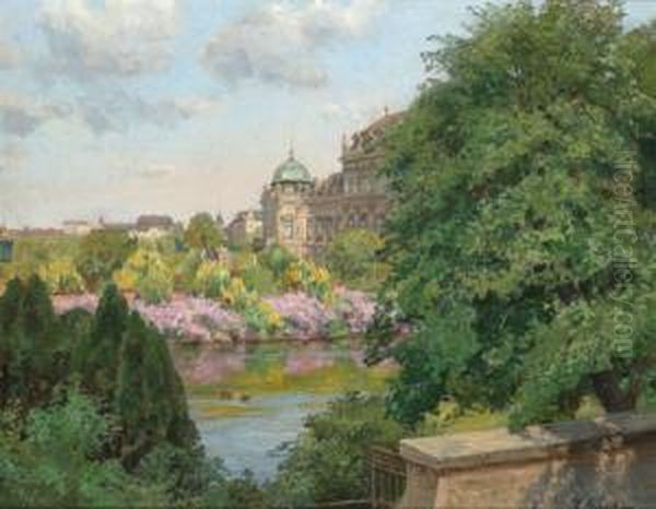 Blick In Den Belvederegarten Oil Painting by Therese Schachner