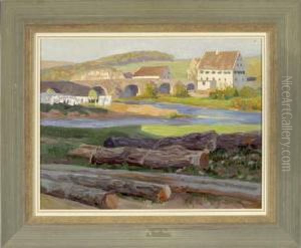 Harburg Oil Painting by Wilhelm S. Schacht