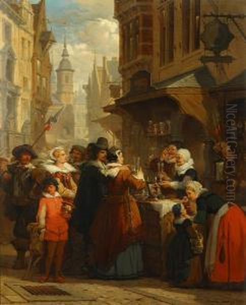 Aankoop Bij De Glasblazer. Oil Painting by Hendrik Frans Schaefels