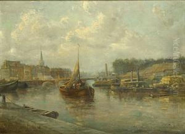 Chaloupe Sur La Riviere Oil Painting by Hendrik Frans Schaefels