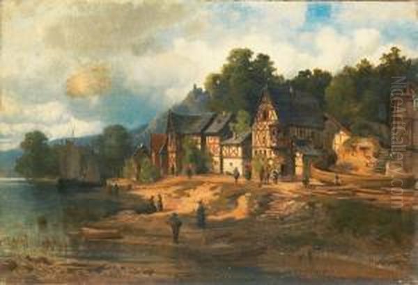 Wiesbaden 1864 Oil Painting by August Schaeffer von Wienwald