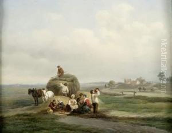 Le Repos Pendant Les Moissons Oil Painting by Hendrik Adolf Schaep